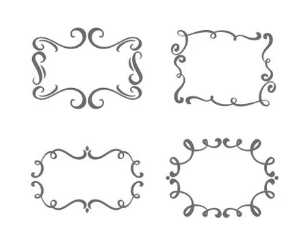 Vector vintage set of border frames engraving with retro ornament in antique イラスト素材
