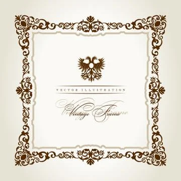 Vector vintage Square frame retro pattern royal Stock Illustration