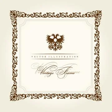Vector vintage Square frame retro ornament royal Stock Illustration