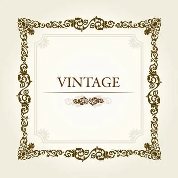 Vector vintage Square frame retro decor Stock Illustration