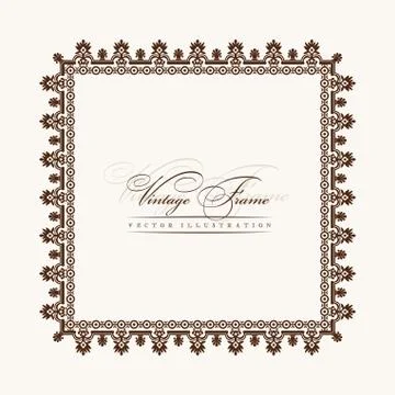 Vector vintage Square frame retro decor ornament Stock Illustration