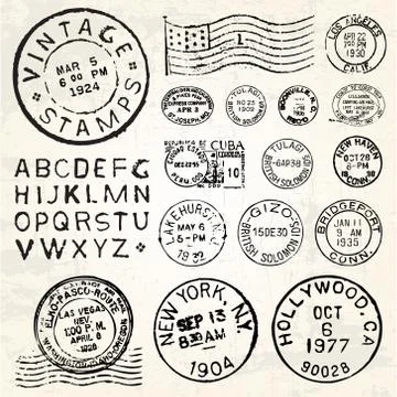 Vector vintage stamp set Illustrazione stock