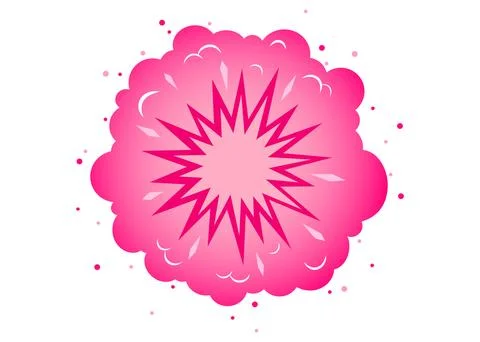 Vector vintage sticker with atomic bomb explosion in pink color. Pacific vi.. Stock Illustration