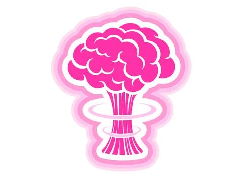 Vector vintage sticker with atomic bomb explosion in pink color. Pacific vi.. 库存插图
