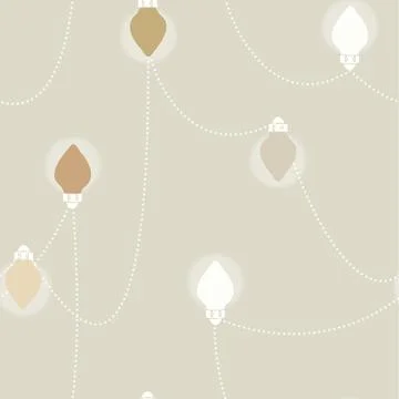 Vector Vintage Style Light Bulbs on Dotted Chains seamless pattern background Stock Illustration