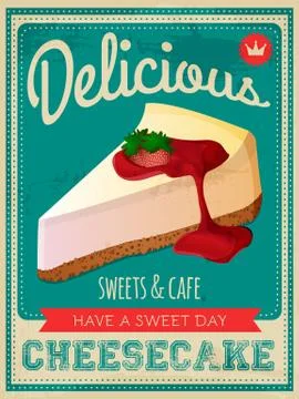Vector vintage styled cheesecake poster Illustrazione stock