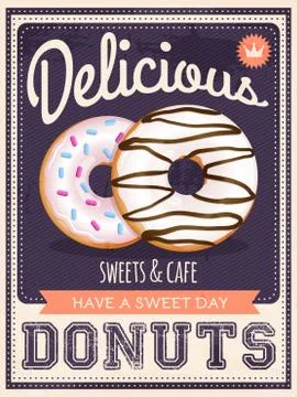 Vector vintage styled donuts poster Stock Illustration