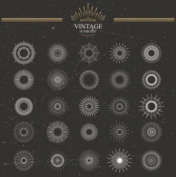Vector vintage sunburst Stock Illustration