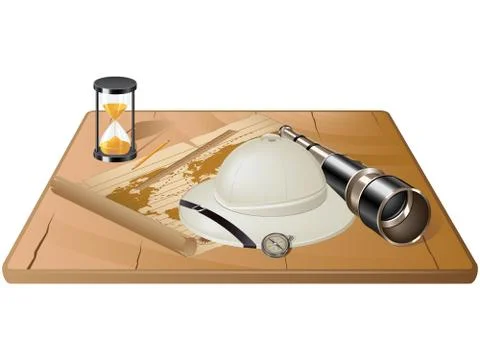 Vector vintage travel objects. Stock Illustration