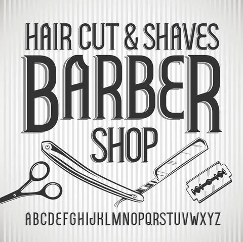Vector vintage typeface Barbershop. Vector font Illustrazione stock