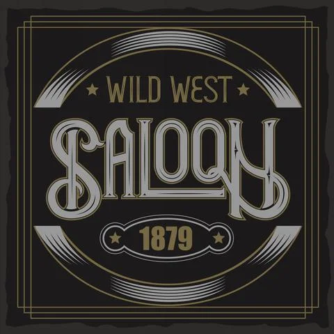 Vector vintage typeface. Saloon text. Vintage badge. Stock Illustration
