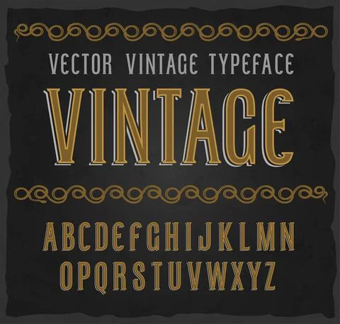 Vector vintage typeface. Vector font Stock Illustration