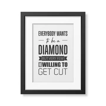 Vector Vintage Typographic Quote with Simple Modern Black Wooden Frame. Gemstone Stock-Illustration