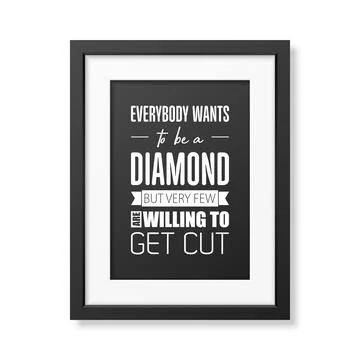 Vector Vintage Typographic Quote with Simple Modern Black Wooden Frame. Gemstone Illustrazione stock