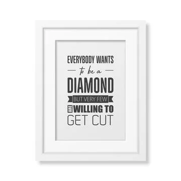 Vector Vintage Typographic Quote with Simple Modern White Wooden Frame. Gemstone Stock-Illustration