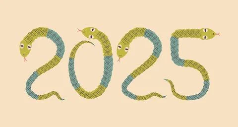 Vector Vintage Typography Poster 2025 Chinese New Year. Snake Typography 20.. Stock Illustration