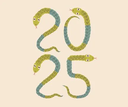 Vector Vintage Typography Poster 2025 Chinese New Year. Snake Typography 20.. Illustrazione stock