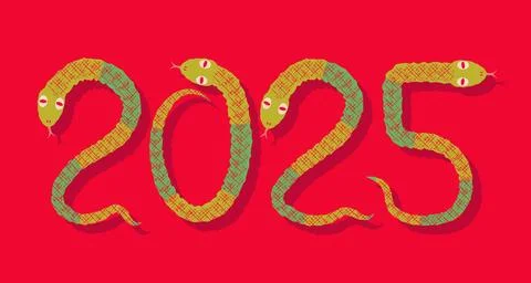 Vector Vintage Typography Poster 2025 Chinese New Year. Snake Typography 20.. Stock Illustration