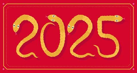 Vector Vintage Typography Poster 2025 Chinese New Year. Snake Typography 20.. イラスト素材