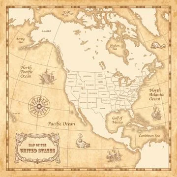 Vector Vintage US map Stock Illustration