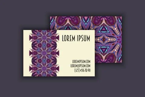 Vector vintage visiting card set. Floral mandala pattern and ornaments. Ori.. 스톡 일러스트