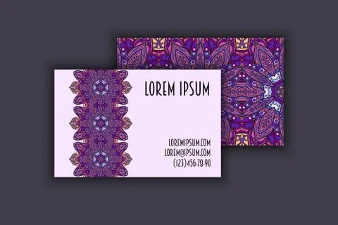 Vector vintage visiting card set. Floral mandala pattern and ornaments. Ori.. 스톡 일러스트