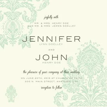 Vector vintage wedding invitation template Иллюстрация