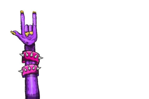 Vector violet cartoon Zombie rock n roll hand isolated on white background with Stock Illustration