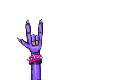 Vector violet cartoon Zombie rock n roll hand isolated on white background with Stock Illustration