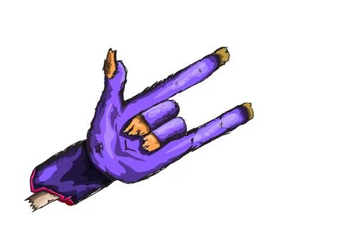 Vector violet cartoon Zombie rock n roll hand isolated on white background with Stock Illustration