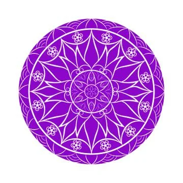 Vector Violet Color Flower mandala over white Stock Illustration