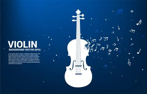 Vector violin with music melody note dancing flow. Concept background for son Stock Illustration
