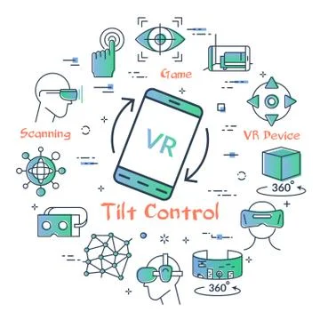 Vector virtual reality concept - device tilt control Stock Illustration