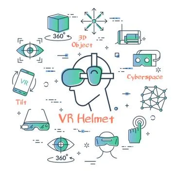 Vector virtual reality concept - VR helmet Stock Illustration