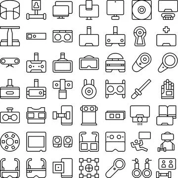 Vector of Virtual Reality Icon Set Solid. Perfect for user interface, new applic Stock Illustration