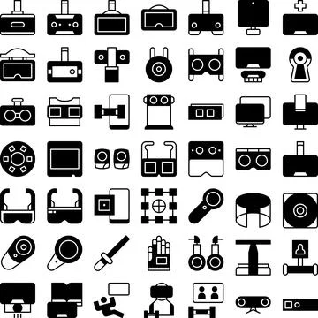 Vector of Virtual Reality Icon Set Solid. Perfect for user interface, new applic Stock Illustration