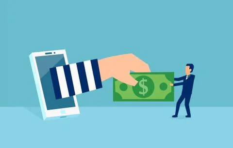 Vector of a virtual thief breaking into mobile internet account of a business Stock Illustration