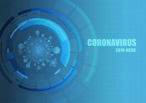 Vector : Virus with abstract technology circle on blue background Stock Illustration