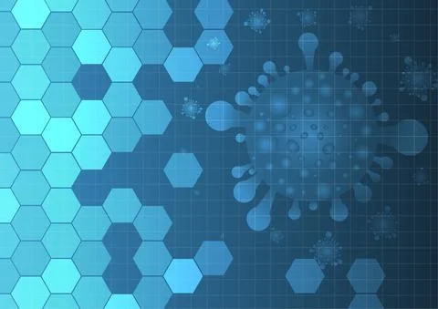 Vector : Virus and hexagons on blue medical background Stock Illustration