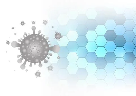 Vector : Virus and hexagons on blue medical background Illustrazione stock