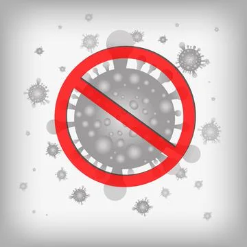 Vector : Virus and stop symbol on gray background Stock Illustration