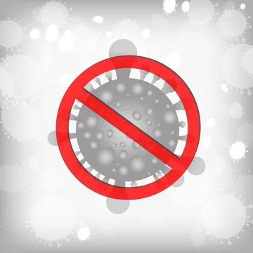 Vector : Virus and stop symbol on gray background Illustrazione stock