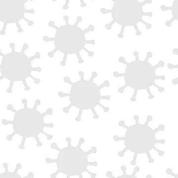 Vector Virus background. Seamless virus sign silhouette on white background Stock Illustration