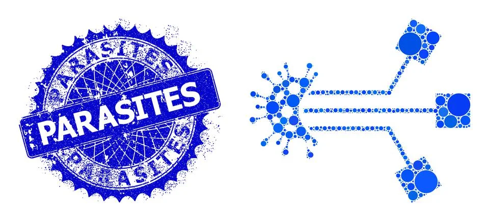 Vector Virus Electronics Mosaic of Dots with Distress Parasites Stamp Stock-Illustration