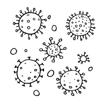 Vector virus icon set. The Molecule viral bacteria infection. Coronavirus. Fl Stock Illustration