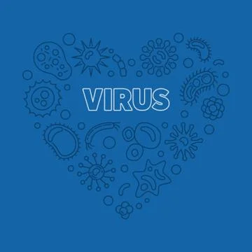 Vector Virus outline concept Heart shape illustration Stock Illustration