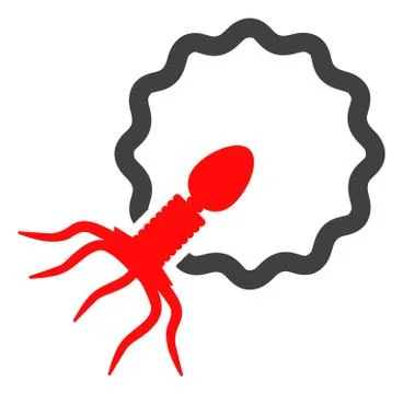 Vector Virus Penetrating Cell Icon Stock Illustration
