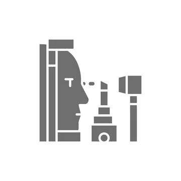 Vector vision testing, laser correction grey icon. Illustrazione stock