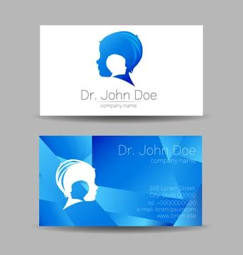 Vector Visit Card Human Head Modern logo Creative style. Kid Child Profile Stock Illustration