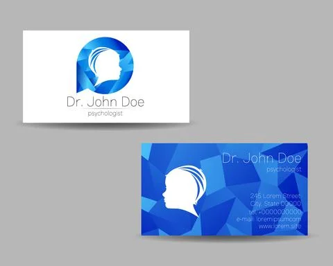Vector Visit Card Human Head Modern logo Creative style. Kid Child Profile Stock Illustration
